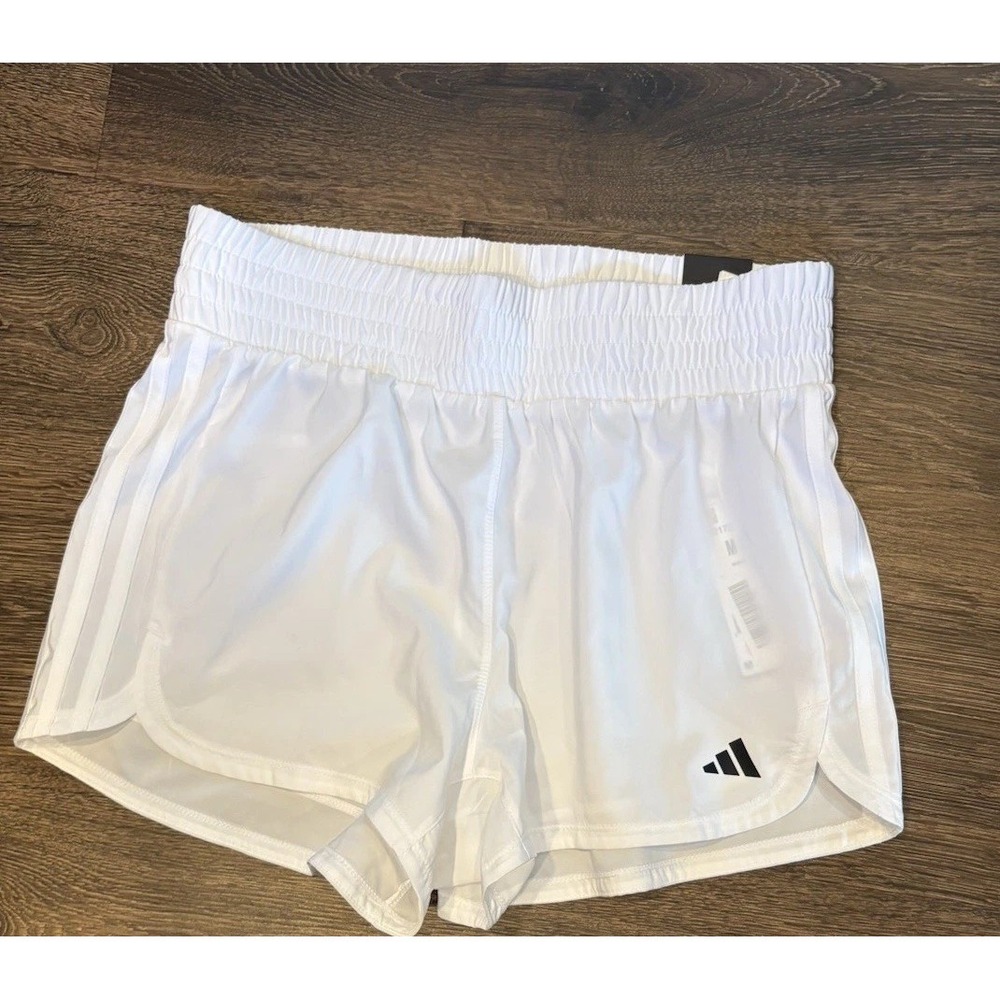 Adidas Women's Pacer Shorts White High Rise 3 Inseam Size Medium NWT